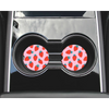 2 Car Coasters Pink Grid Strawberry Design