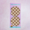2 Car Coasters, Brown Checker Pattern