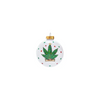 80Mm White Glass Ball With Cannabis Design Ornament