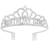 BIRTHDAY GIRL Rhinestone CROWN TIARA: Silver
