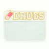 'DRUGS' White/Clear Pouch with Chenille Letters
