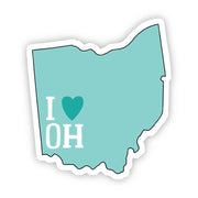 I Love Ohio Teal Sticker