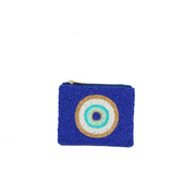 Ladies Fully Beaded Bulls Eye Blue Coin Purse