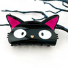 Moon & Black Cat PVC Printed Animal Hair Claw Clip: Black