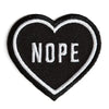 Nope Heart Black Embroidered Iron-On Patch: 2’’ wide