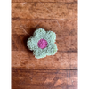 Punch Needle Car Coasters - Green / Pink Flower