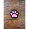 Punch Needle Hand-made Car Coasters: Brown/Pink Paw - Car Coaster