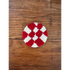 Punch Needle Hand-made Car Coasters: Red Checkered - Car Coaster
