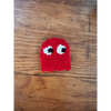 Punch Needle Hand-made Car Coasters: Red PacMan Ghost - Car Coaster