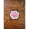 Punch Needle Hand-made Car Coasters: White/Pink Paw - Car Coaster