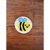 Punch Needle Hand-made Car Coasters: Yellow Bee on White - Car Coaster