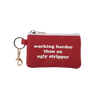 SALE Working Harder Keyring Zip Wallet: Red / 100% Pu Leather